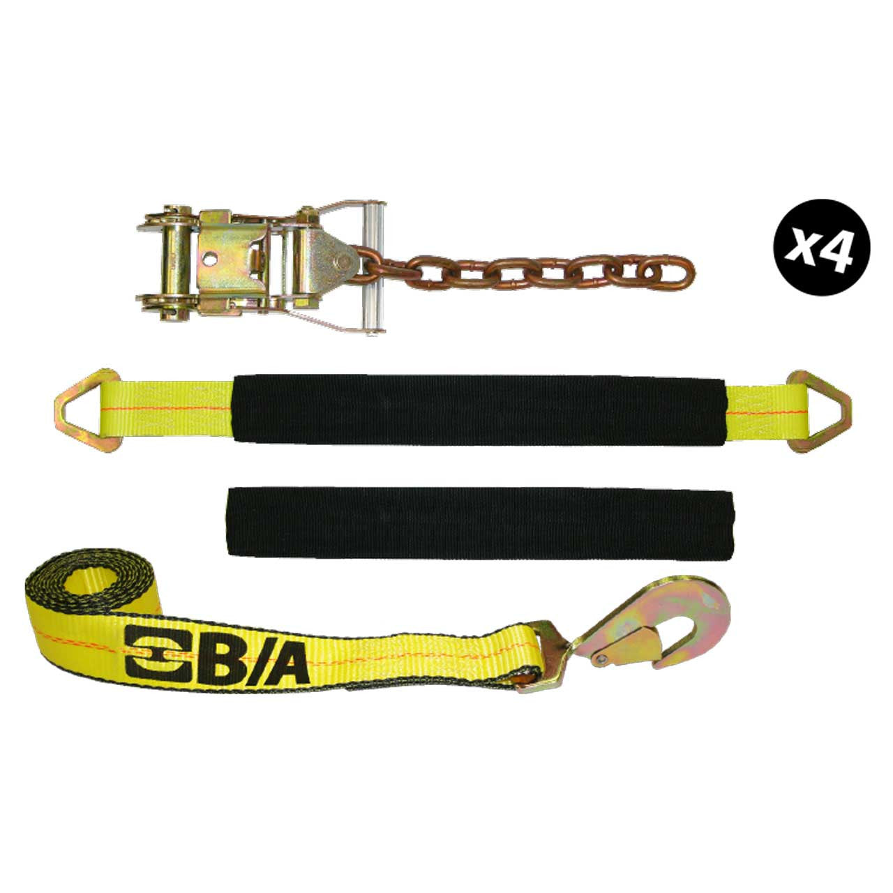 B/A Products Co. 2" x 8' Soft Tie-Down Kit w/Ratchet Chain Axle Straps (Set of 4)