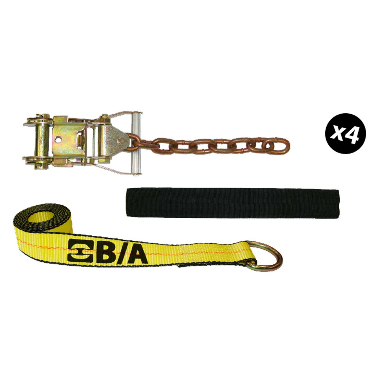 B/A Products Co. 2" x 12' Soft Tie-Down Kit w/Ratchet Chain Lasso Straps (Set of 4)