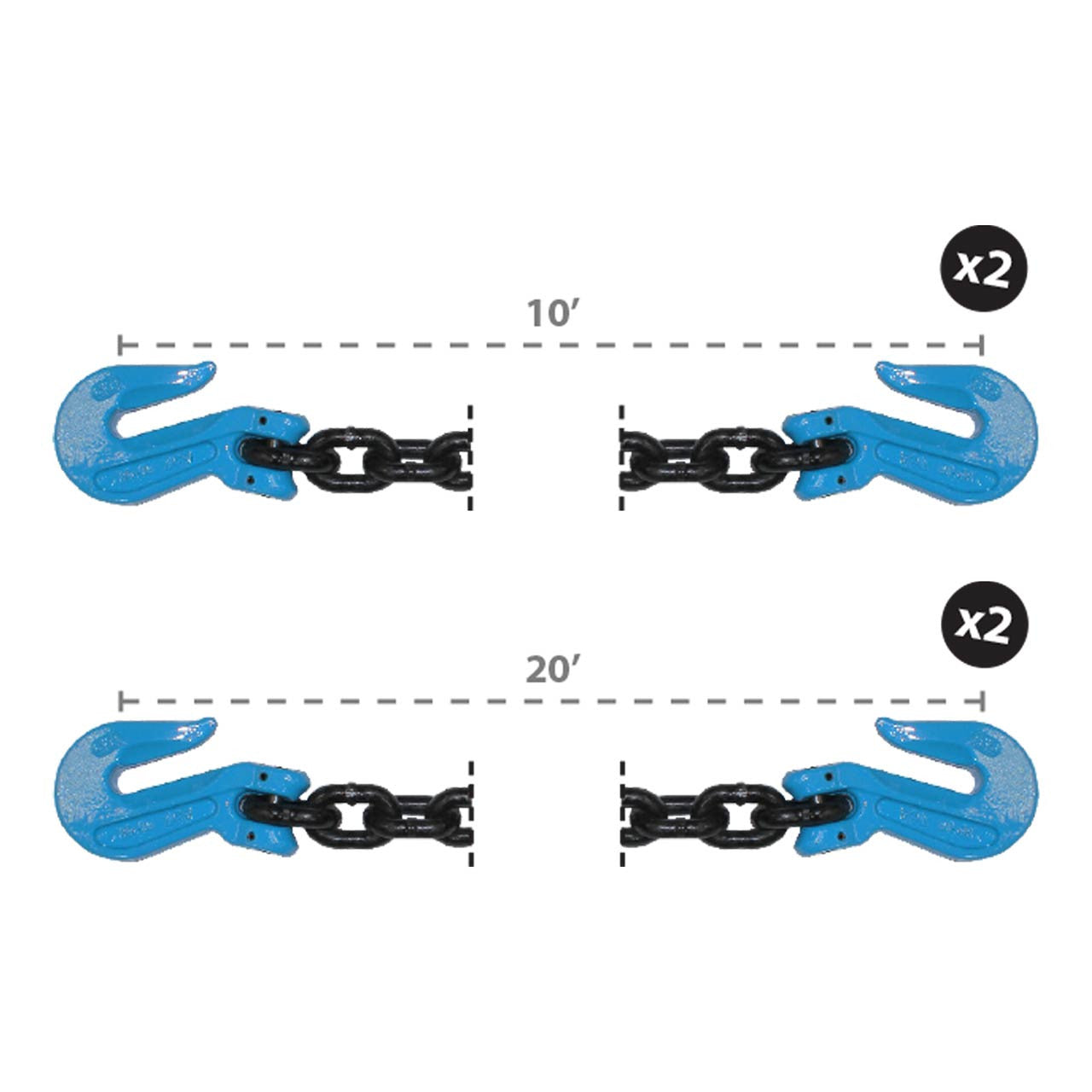 B/A Products Co. 1/2" Grade 100 Non-Cradle Grab Hook Chain Kit