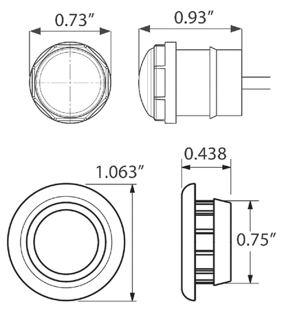 3/4″ Marker light with Smoked Lens