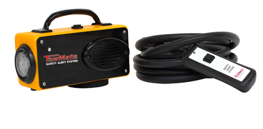 Safety Alert System with trip hose, rechargeable horn/light assembly, and carrying case.