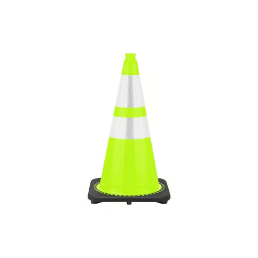 Traffic Wide-Body Lime Cone with 6" & 4" Reflective Collars and Black Base